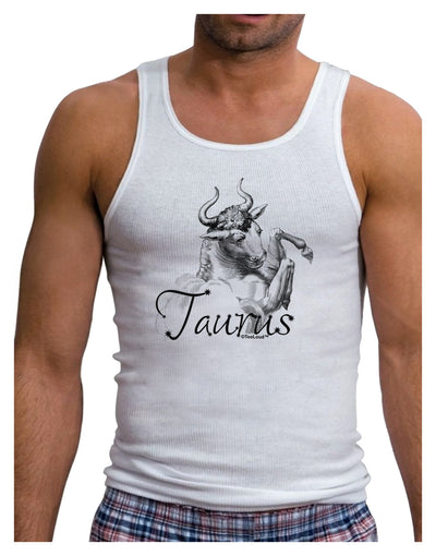 Taurus Illustration Mens Ribbed Tank Top-Mens Ribbed Tank Top-TooLoud-White-Small-Davson Sales