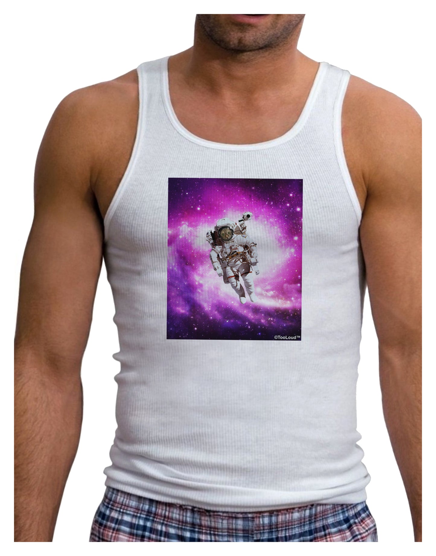 Astronaut Cat Mens Ribbed Tank Top-Mens Ribbed Tank Top-TooLoud-White-Small-Davson Sales
