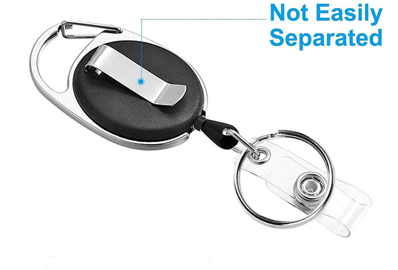 Retractable Badge Reel Black with Carabiner Belt Clip and Badge Holder with Key Ring for ID & Key Keychain - Clear Strap Batch holder-Accessories-Any Mask-SINGLE-Davson Sales