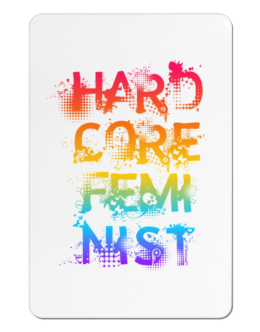 Hardcore Feminist - Rainbow Aluminum Magnet-TooLoud-White-Davson Sales