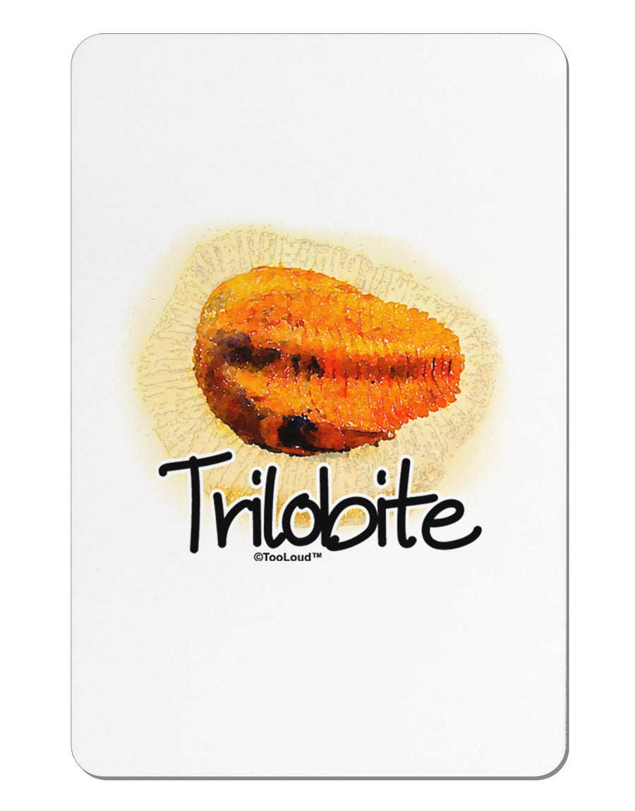 Trilobite Fossil Watercolor Text Aluminum Magnet-TooLoud-White-Davson Sales