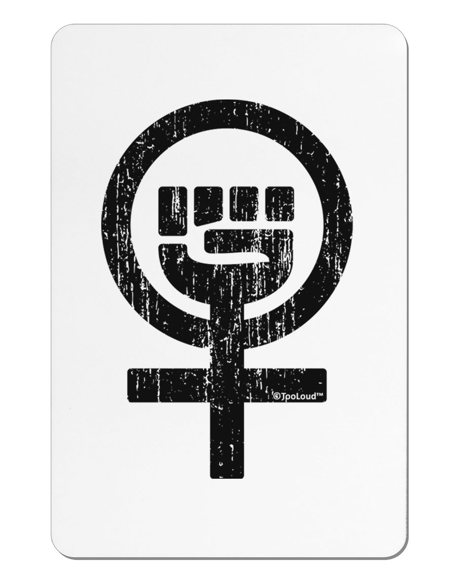 Distressed Feminism Symbol Aluminum Magnet-TooLoud-White-Davson Sales