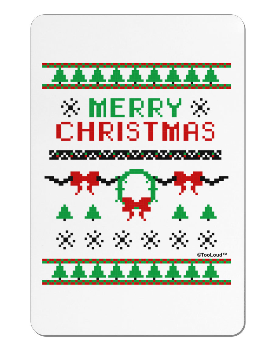 Merry Christmas Ugly Christmas Sweater Aluminum Magnet-TooLoud-White-Davson Sales