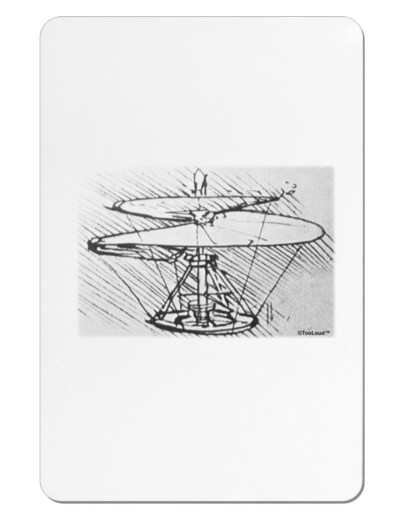 Helicopter Sketch Aluminum Magnet-TooLoud-White-Davson Sales