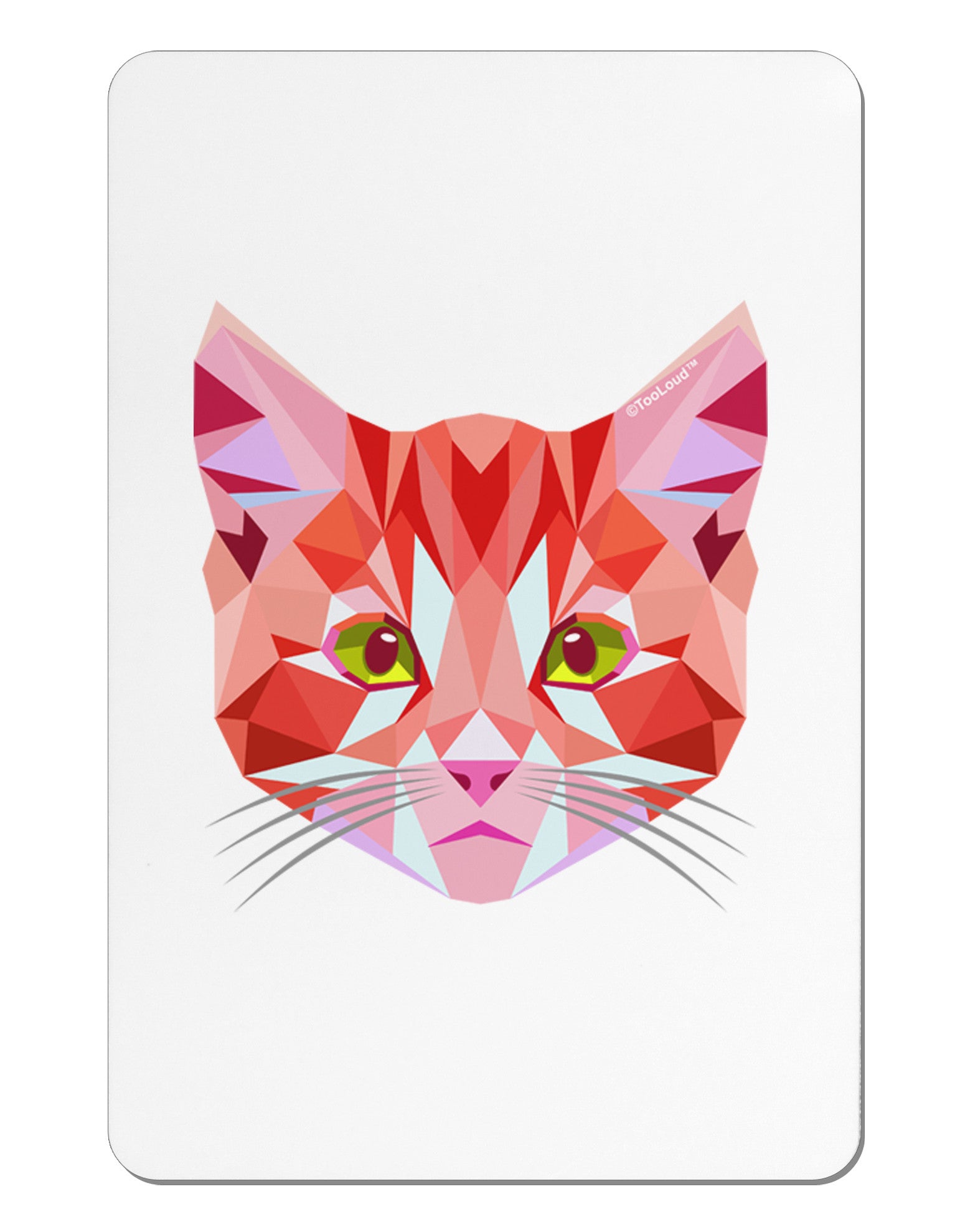 Geometric Kitty Red Aluminum Magnet-TooLoud-White-Davson Sales