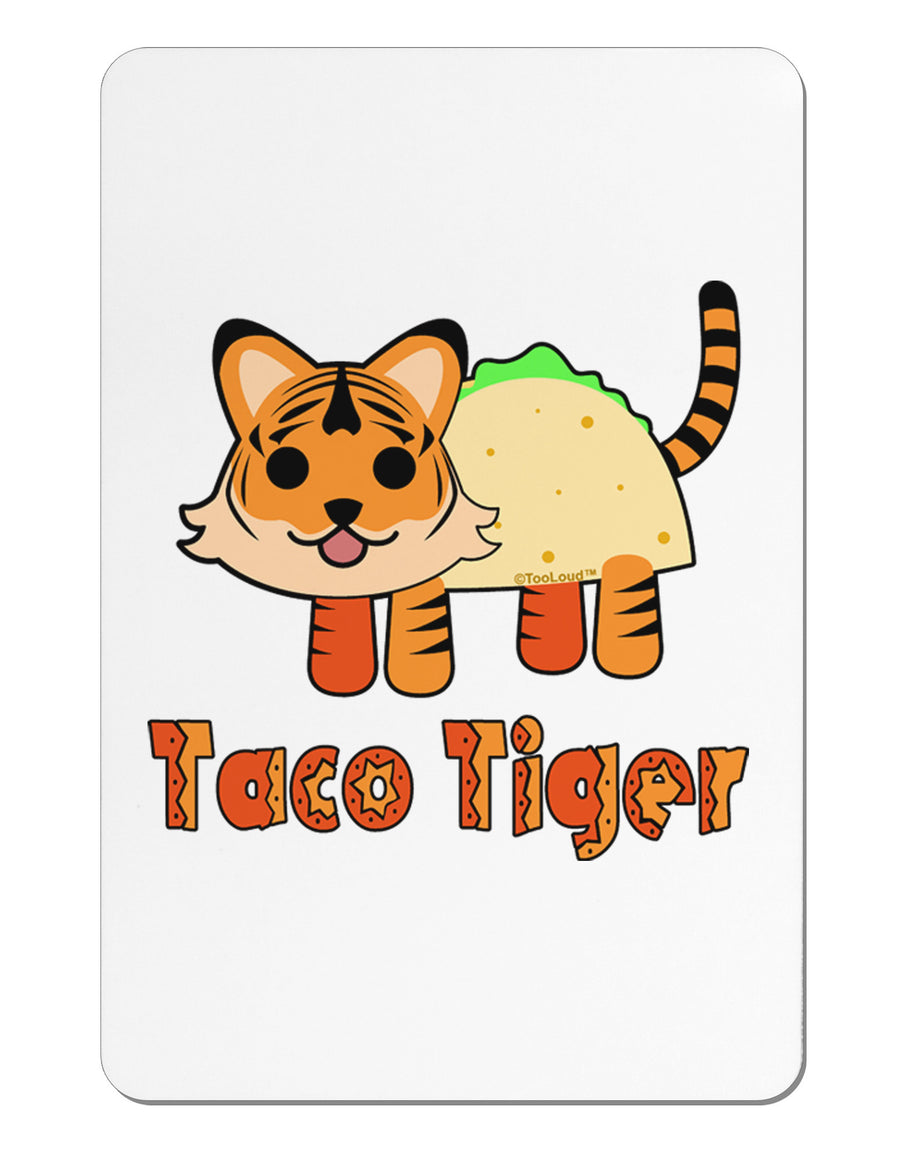 Cute Taco Tiger Text Aluminum Magnet-TooLoud-White-Davson Sales