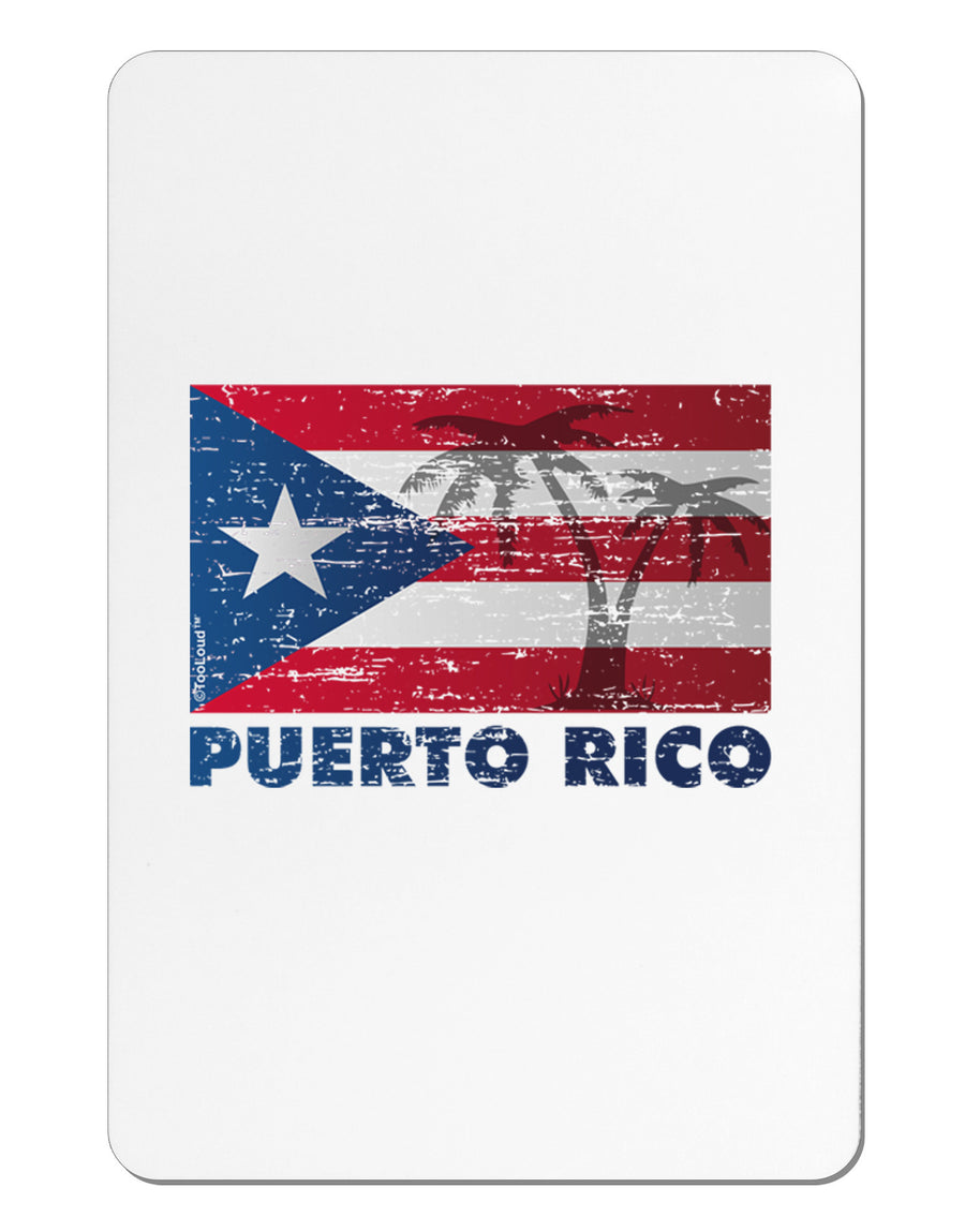 Distressed Puerto Rico Flag Aluminum Magnet-TooLoud-White-Davson Sales