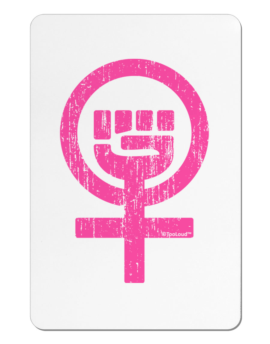 Pink Distressed Feminism Symbol Aluminum Magnet-TooLoud-White-Davson Sales