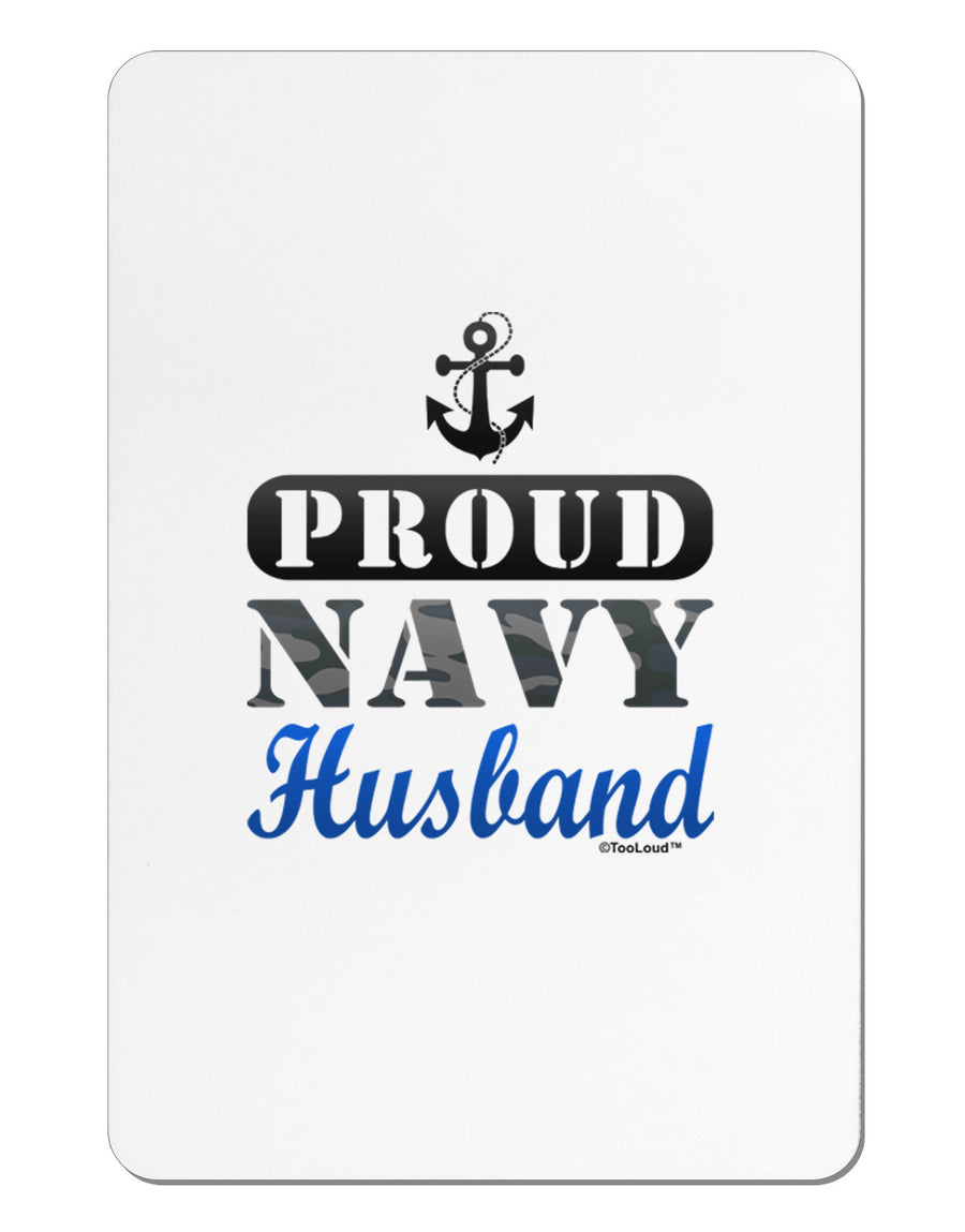 Proud Navy Husband Aluminum Magnet-TooLoud-White-Davson Sales