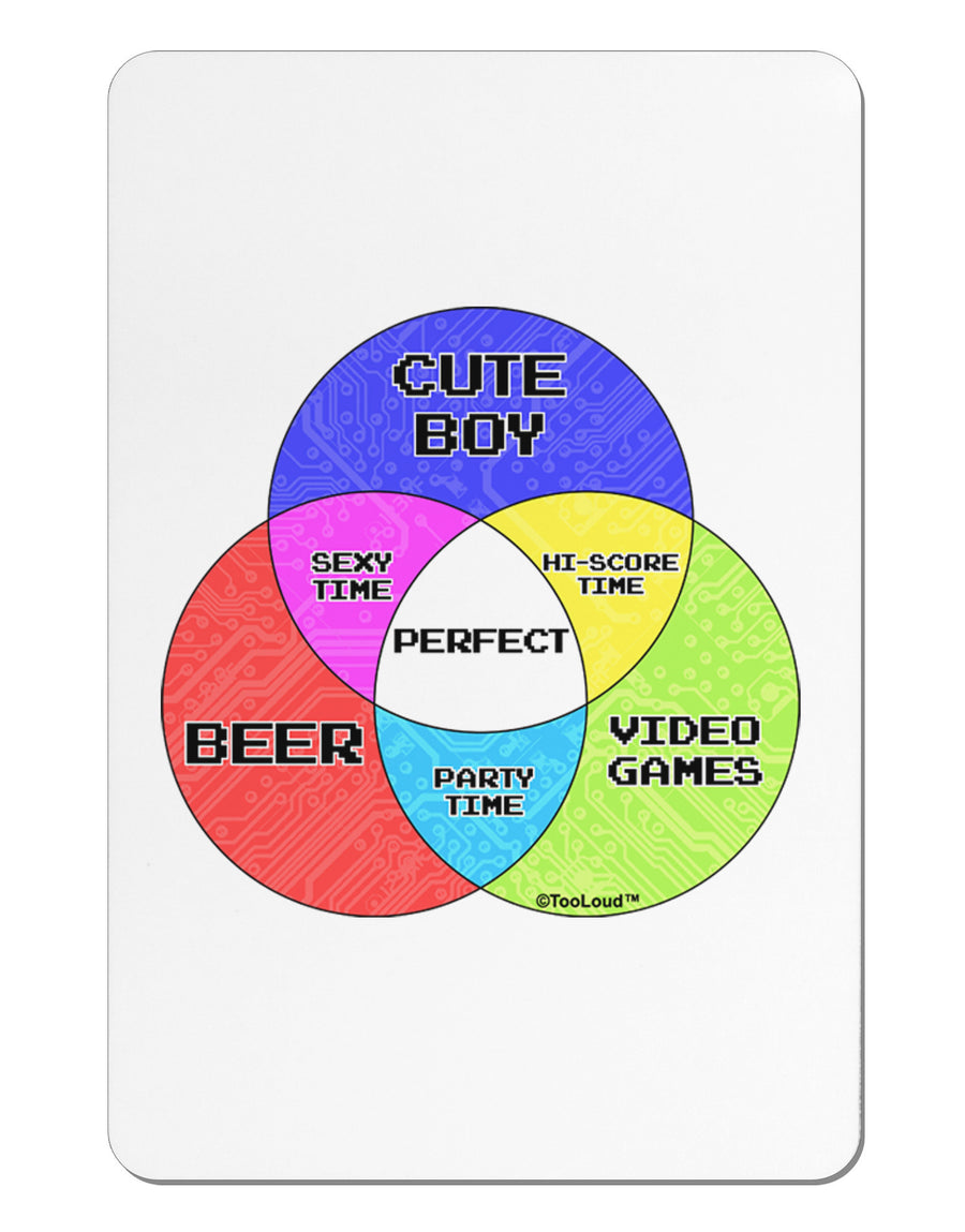 Beer Boy and Games Diagram Aluminum Magnet-TooLoud-White-Davson Sales