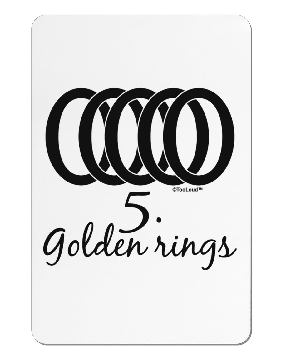 Five Golden Rings Text Aluminum Magnet-TooLoud-White-Davson Sales