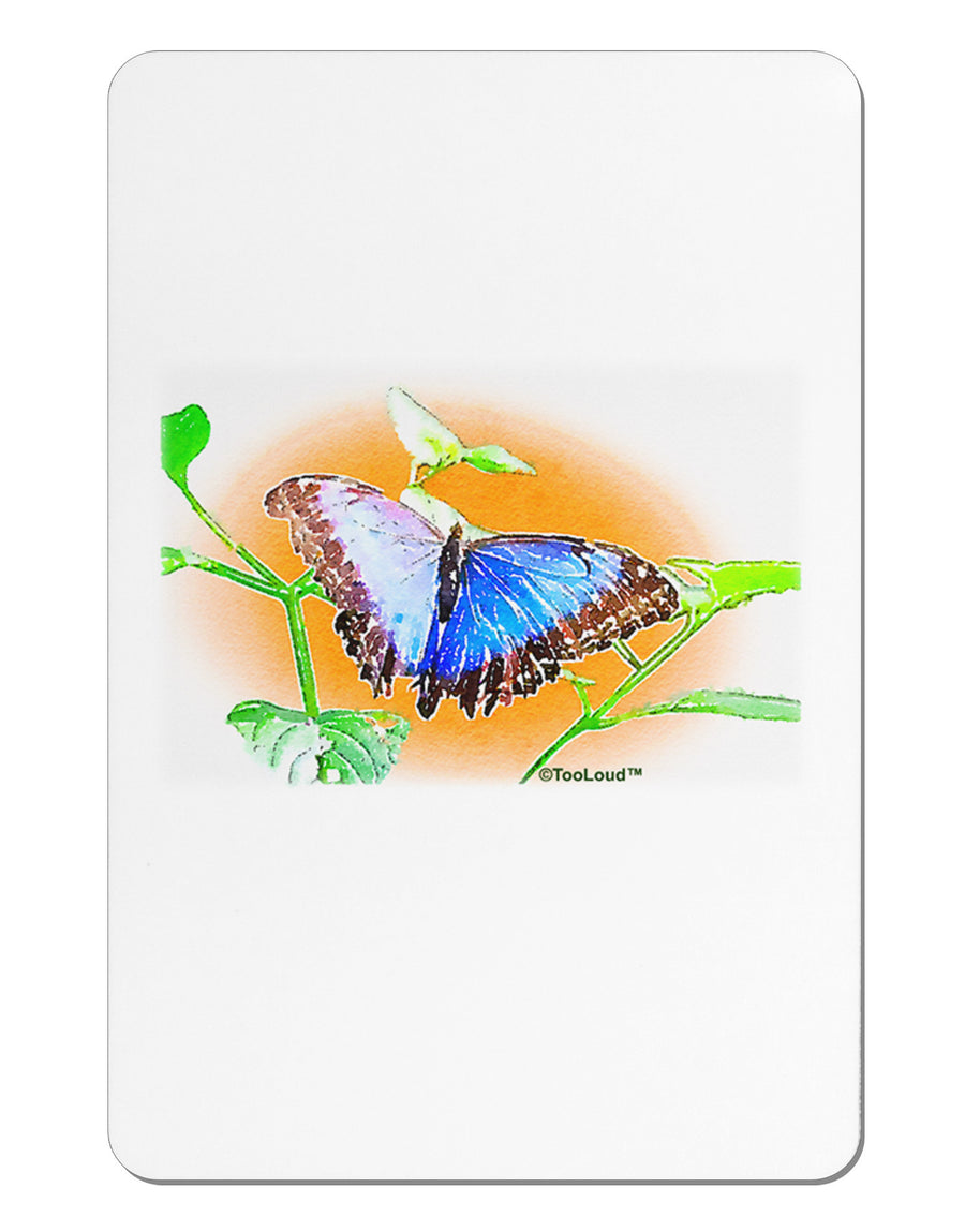 Blue Watercolor Butterfly Aluminum Magnet-TooLoud-White-Davson Sales