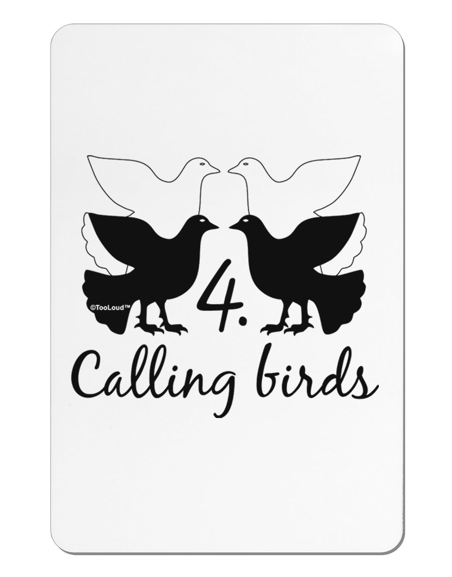 Four Calling Birds Text Aluminum Magnet-TooLoud-White-Davson Sales