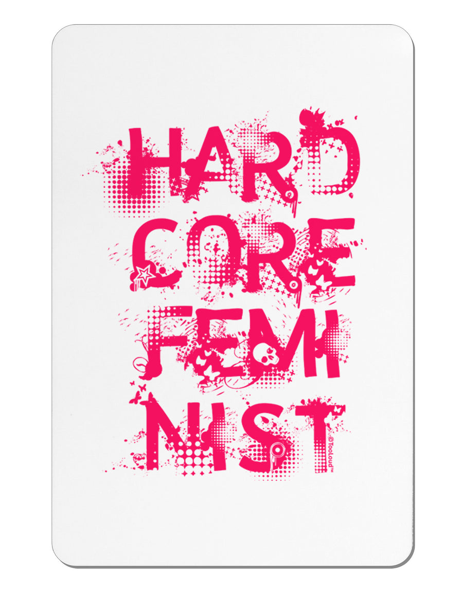 Hardcore Feminist - Pink Aluminum Magnet-TooLoud-White-Davson Sales