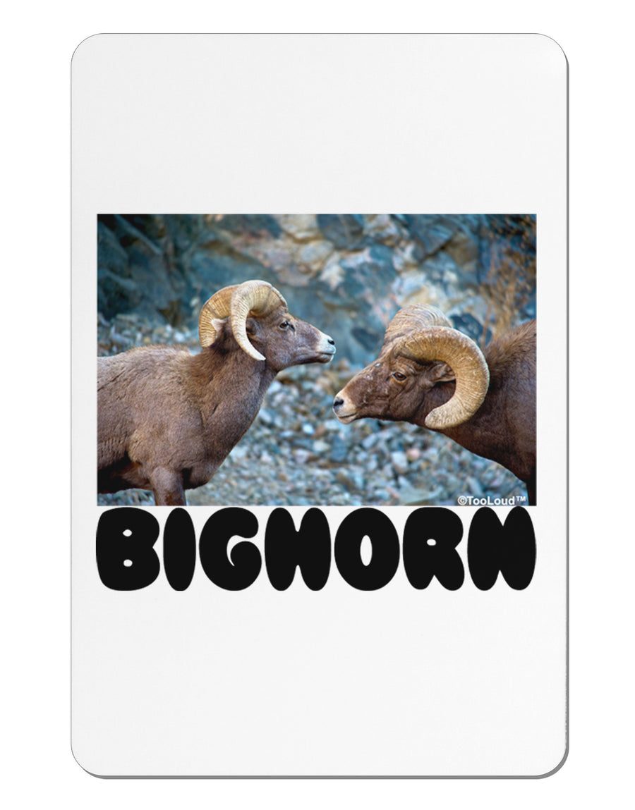 Two Bighorn Rams Text Aluminum Magnet-TooLoud-White-Davson Sales