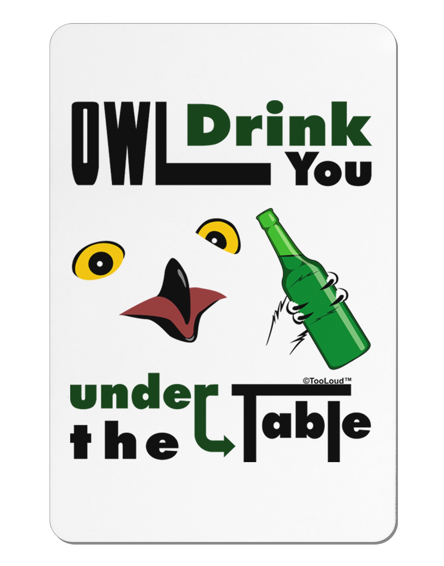 Owl Drink You Under the Table Aluminum Magnet-TooLoud-White-Davson Sales