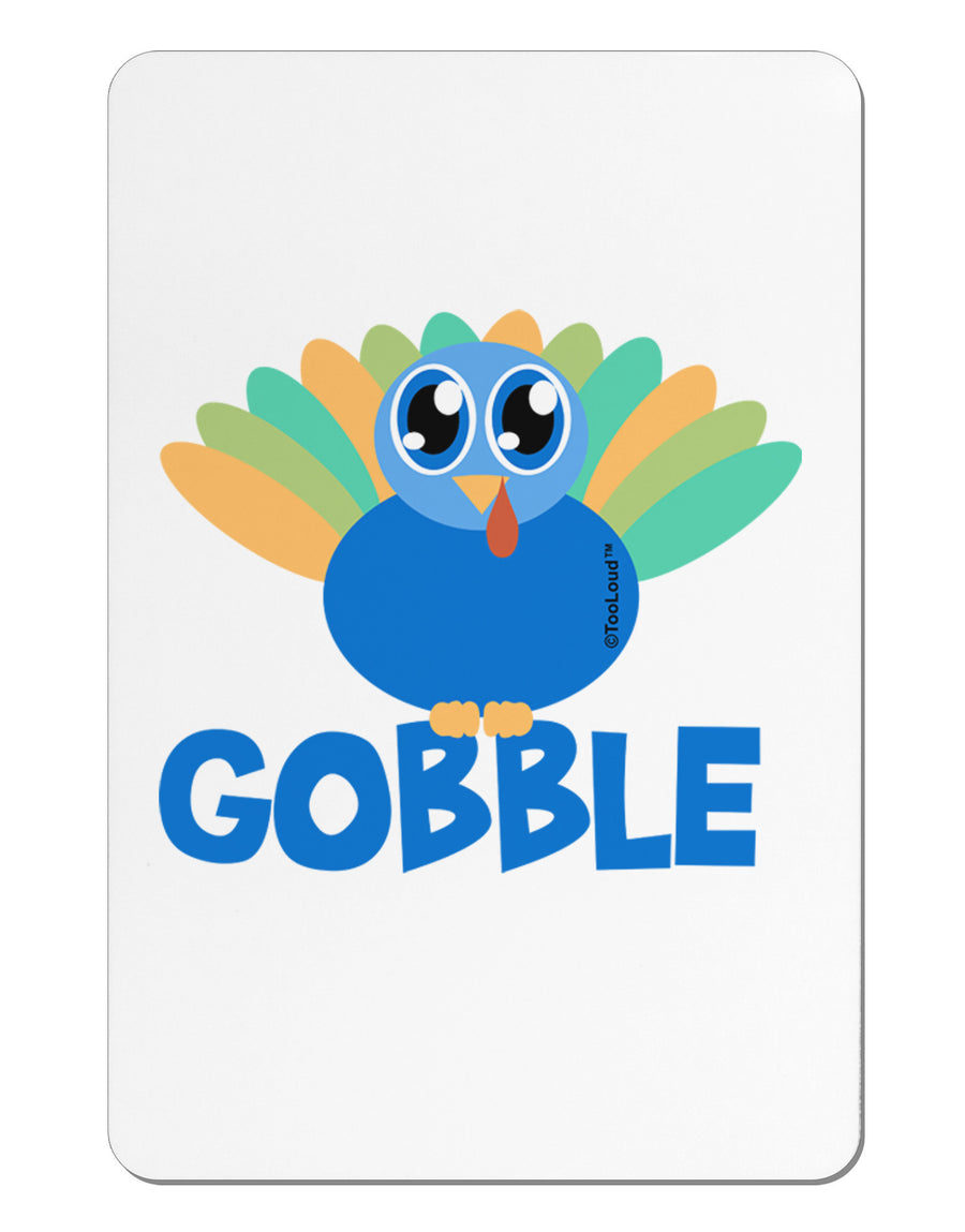 Cute Gobble Turkey Blue Aluminum Magnet-TooLoud-White-Davson Sales