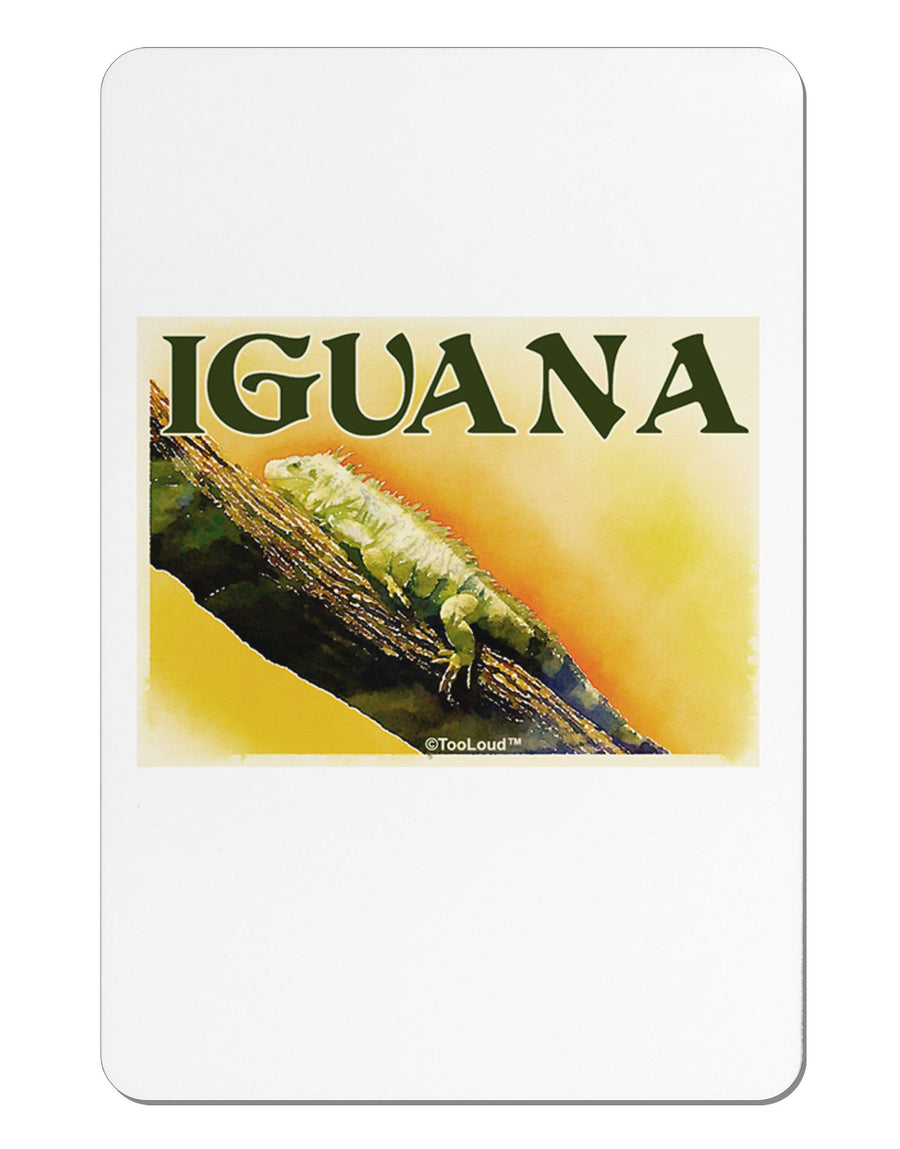 Iguana Watercolor Text Aluminum Magnet-TooLoud-White-Davson Sales