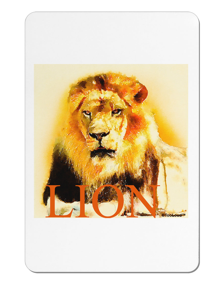 Lion Watercolor 4 Text Aluminum Magnet-TooLoud-White-Davson Sales