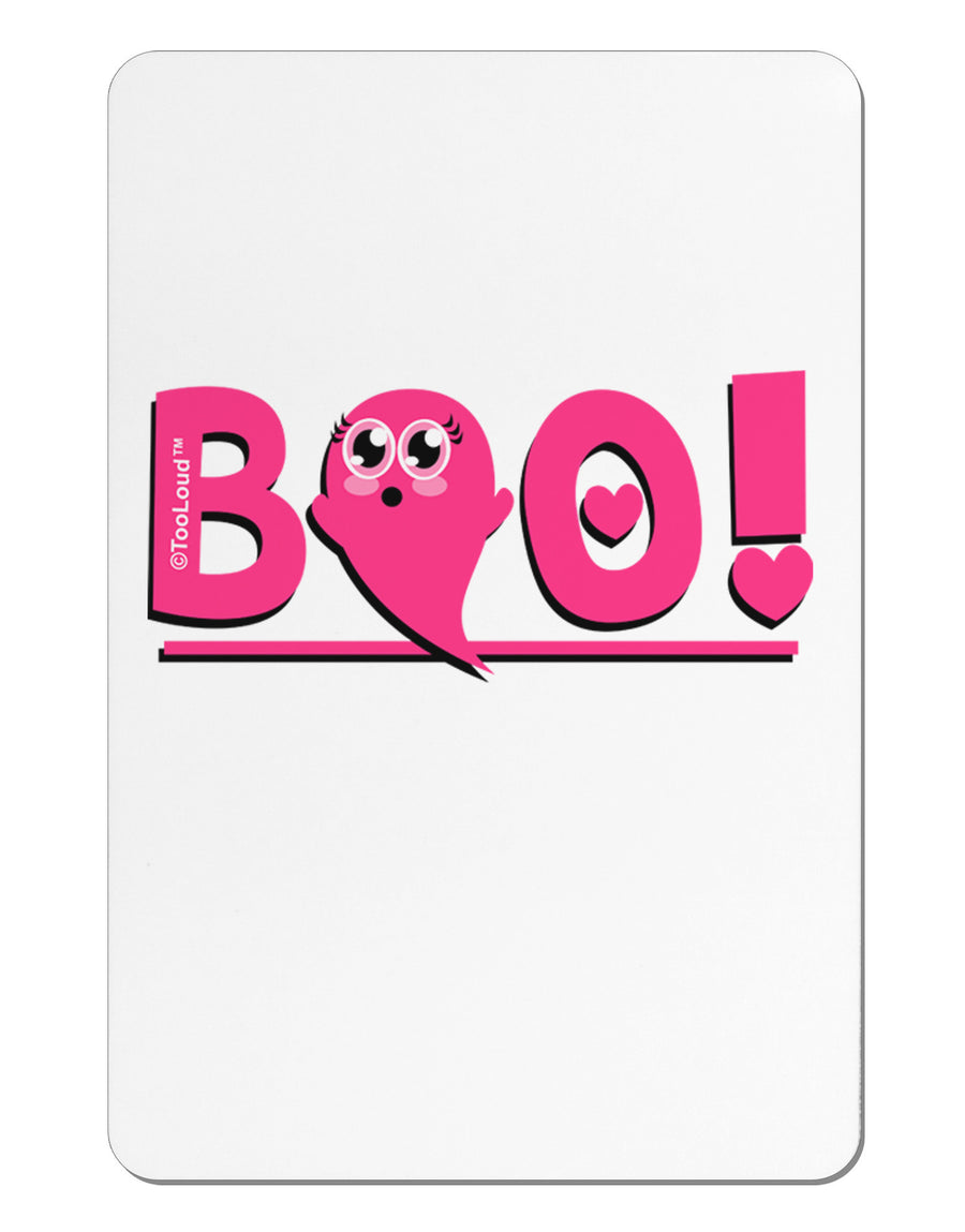 Cute Boo Text Pink Aluminum Magnet-TooLoud-White-Davson Sales