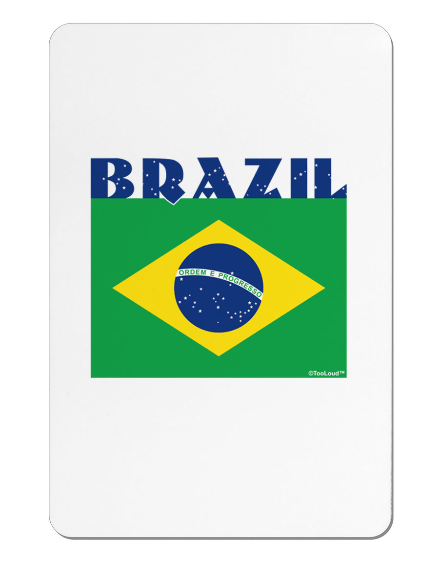 Brazil Flag Aluminum Magnet-TooLoud-White-Davson Sales