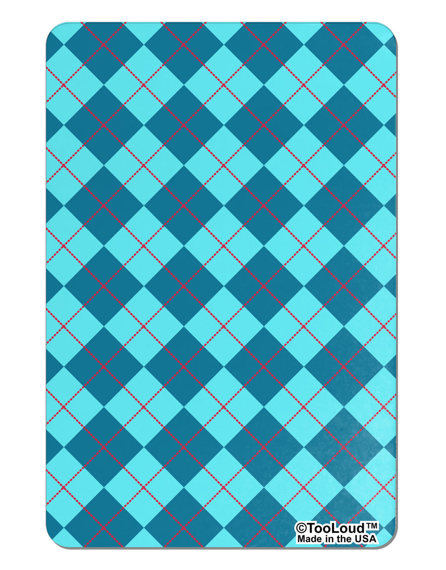 Blue Argyle AOP Aluminum Magnet All Over Print by TooLoud-TooLoud-White-Davson Sales