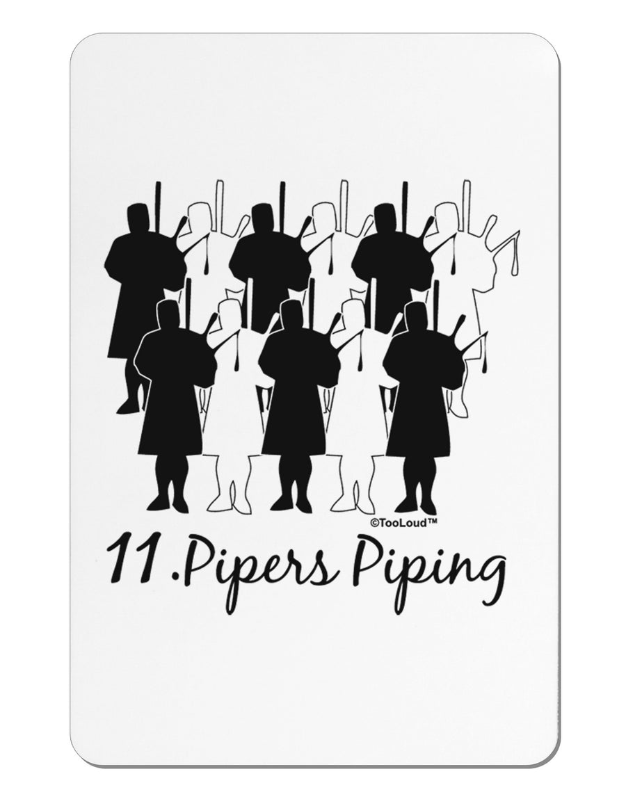 Eleven Pipers Piping Text Aluminum Magnet-TooLoud-White-Davson Sales