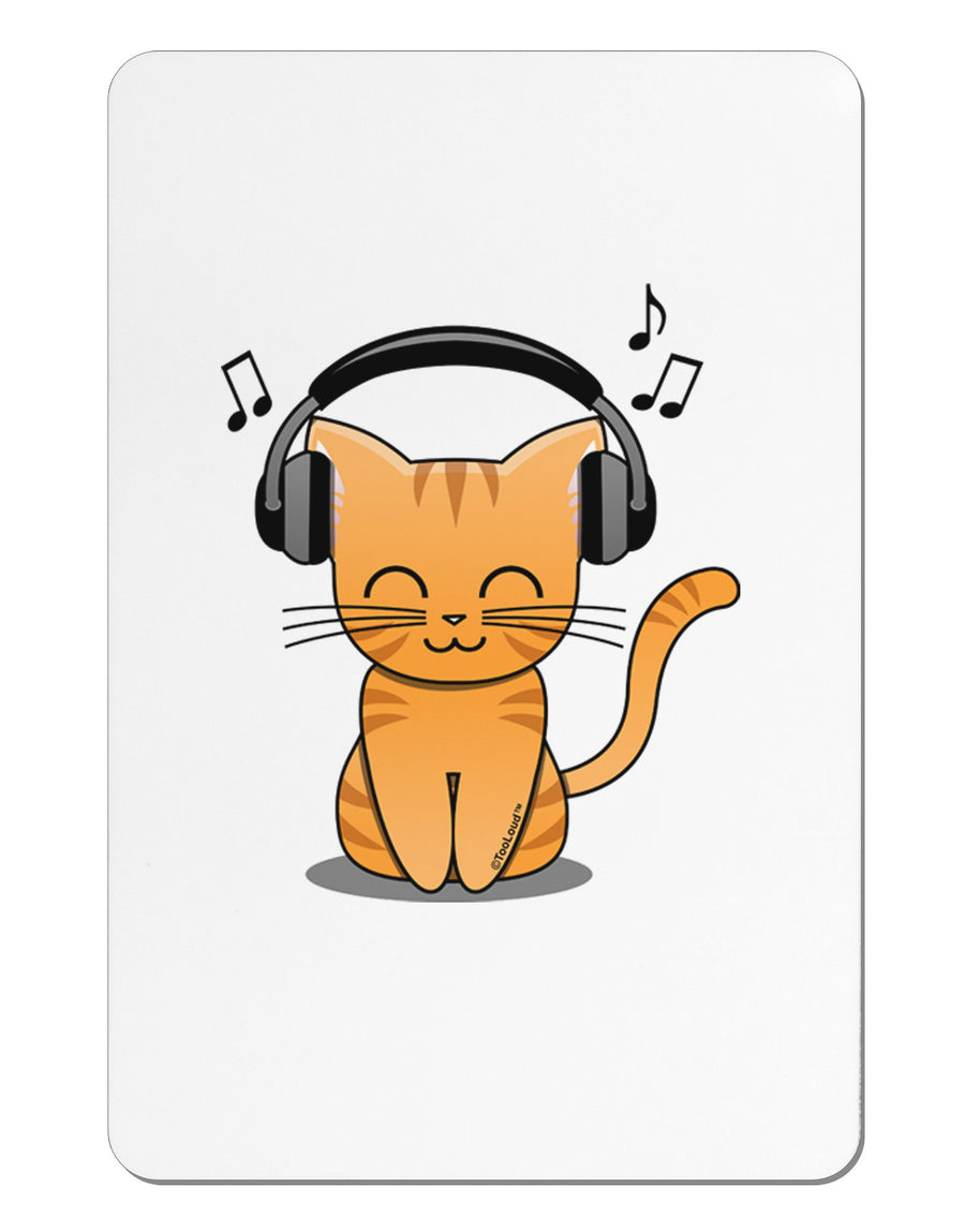 Cute Kitty With Headphones Aluminum Magnet-TooLoud-White-Davson Sales