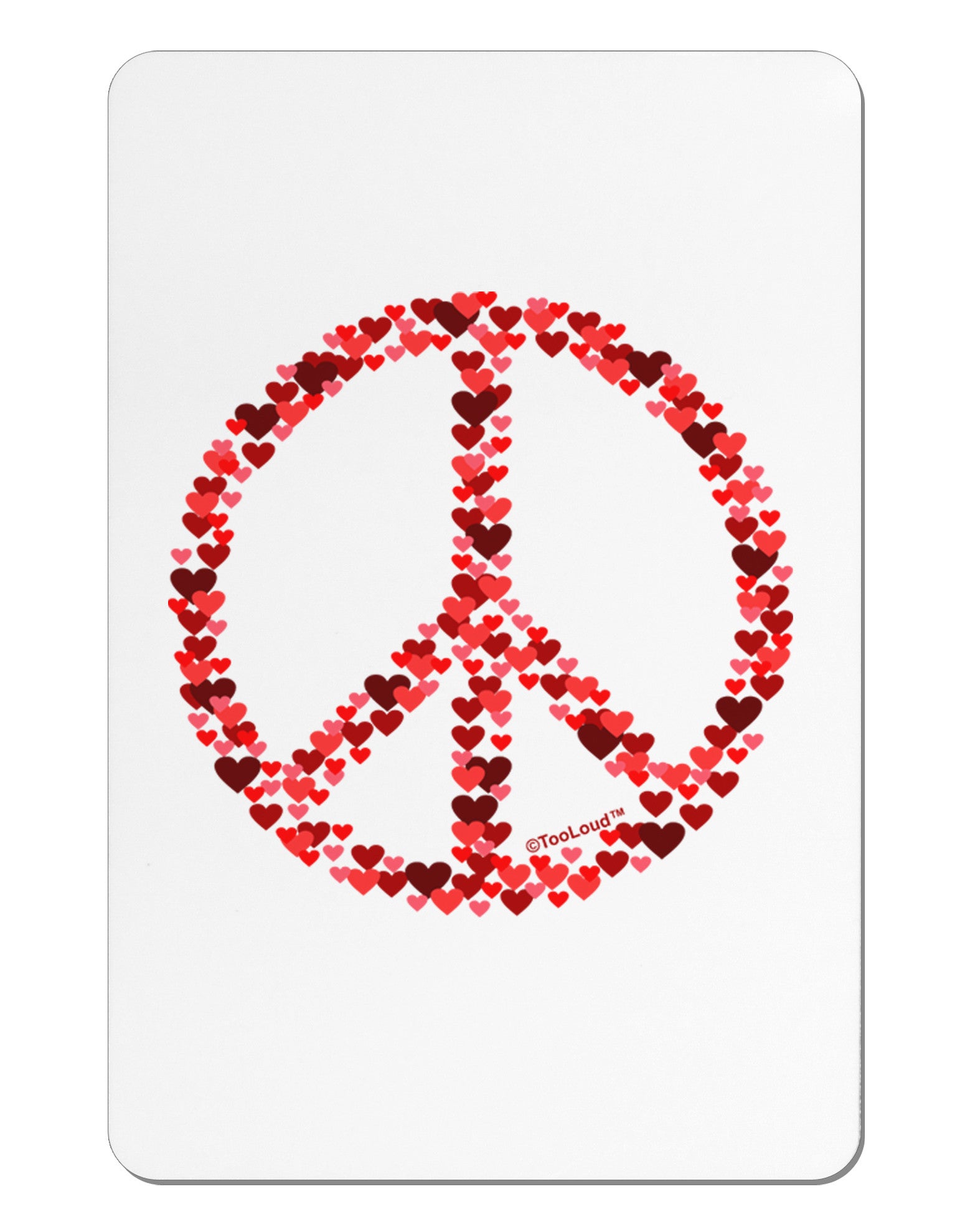Peace Sign Hearts Red Aluminum Magnet-TooLoud-White-Davson Sales