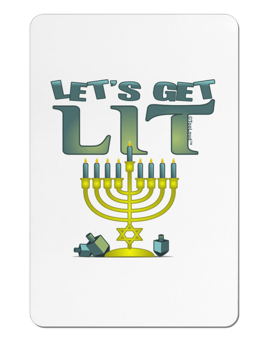 Let's Get Lit Menorah Aluminum Magnet-TooLoud-White-Davson Sales