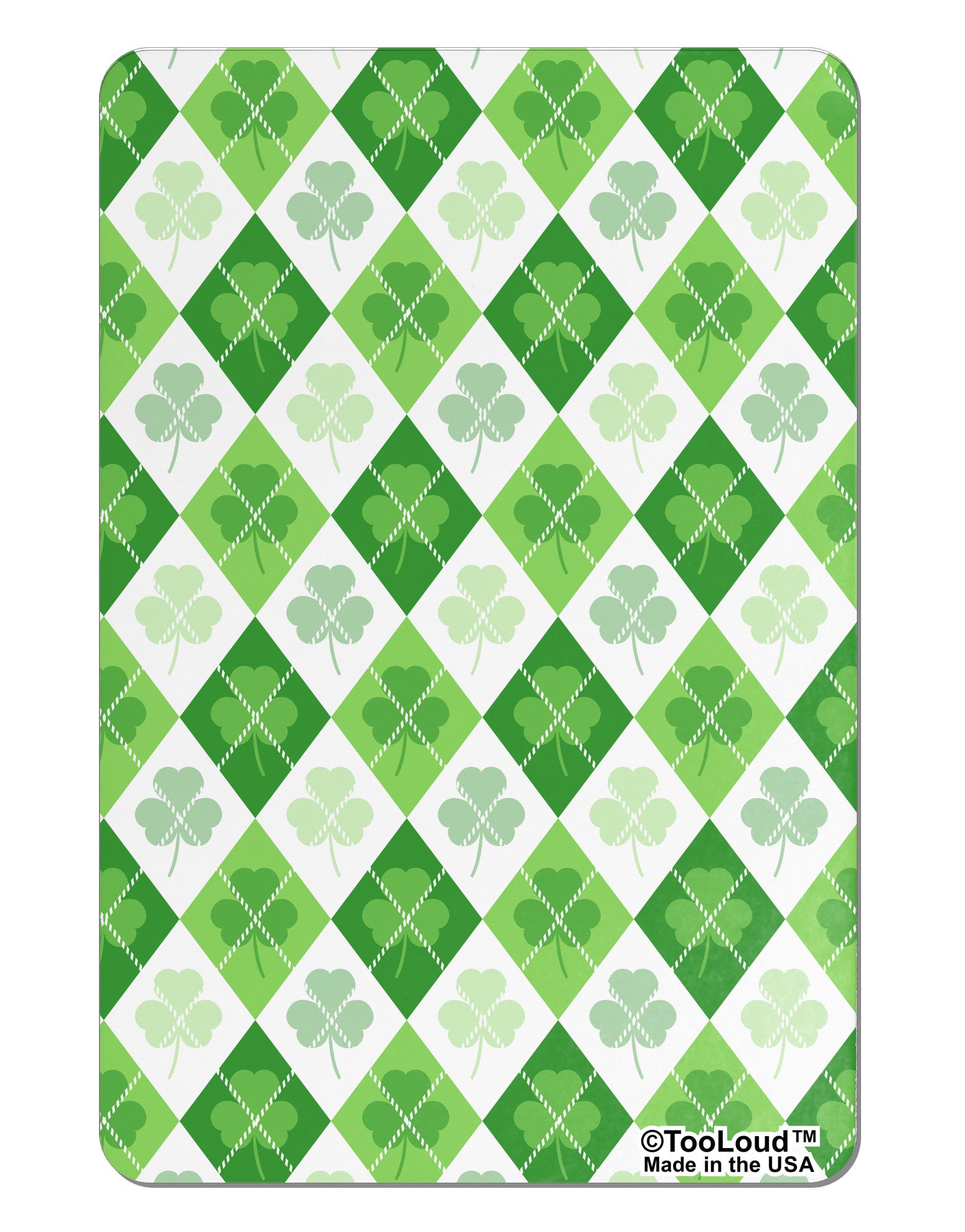 St Patrick's Day Green Shamrock Argyle Aluminum Magnet All Over Print-TooLoud-White-Davson Sales