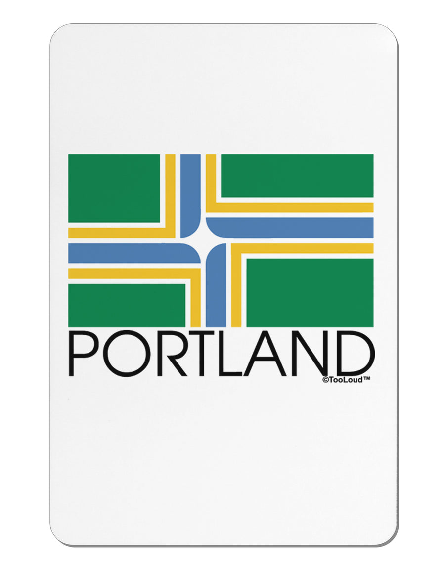 Portland Oregon Flag Text Aluminum Magnet-TooLoud-White-Davson Sales