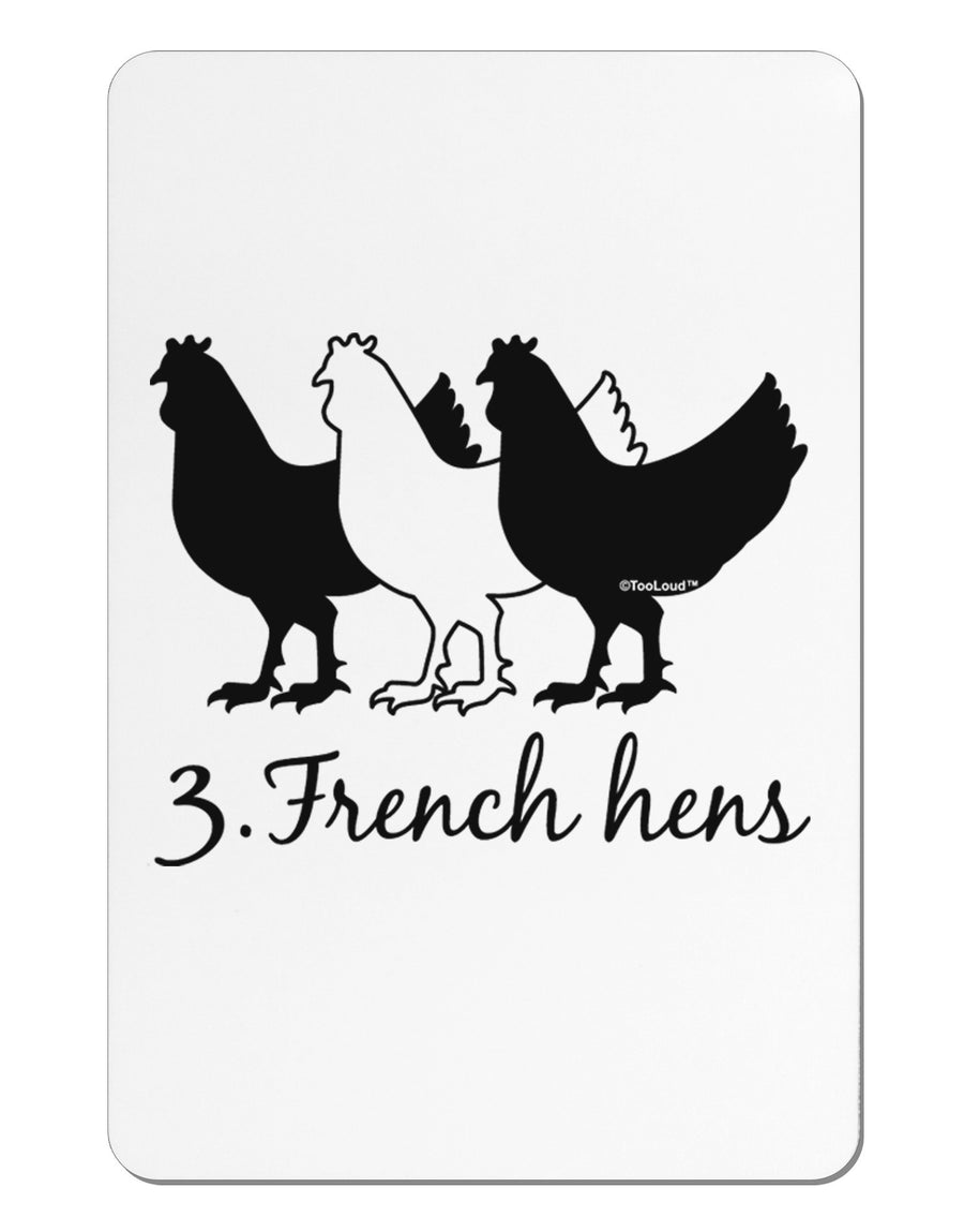 Three French Hens Text Aluminum Magnet-TooLoud-White-Davson Sales