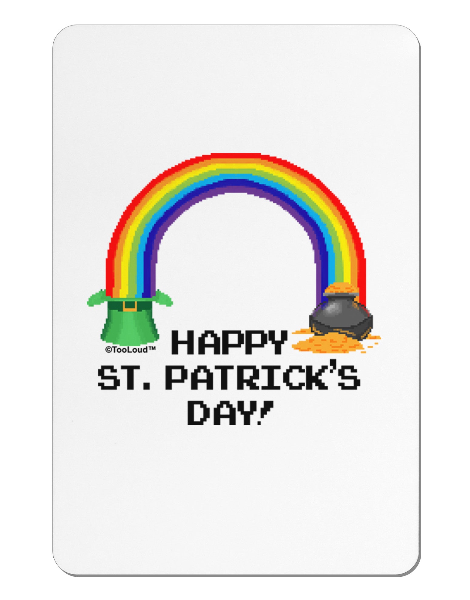 Pixel Pot of Gold St Patrick Text Aluminum Magnet-TooLoud-White-Davson Sales