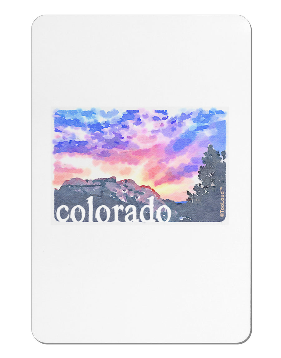 CO Rainbow Sunset Watercolor Text Aluminum Magnet-TooLoud-White-Davson Sales