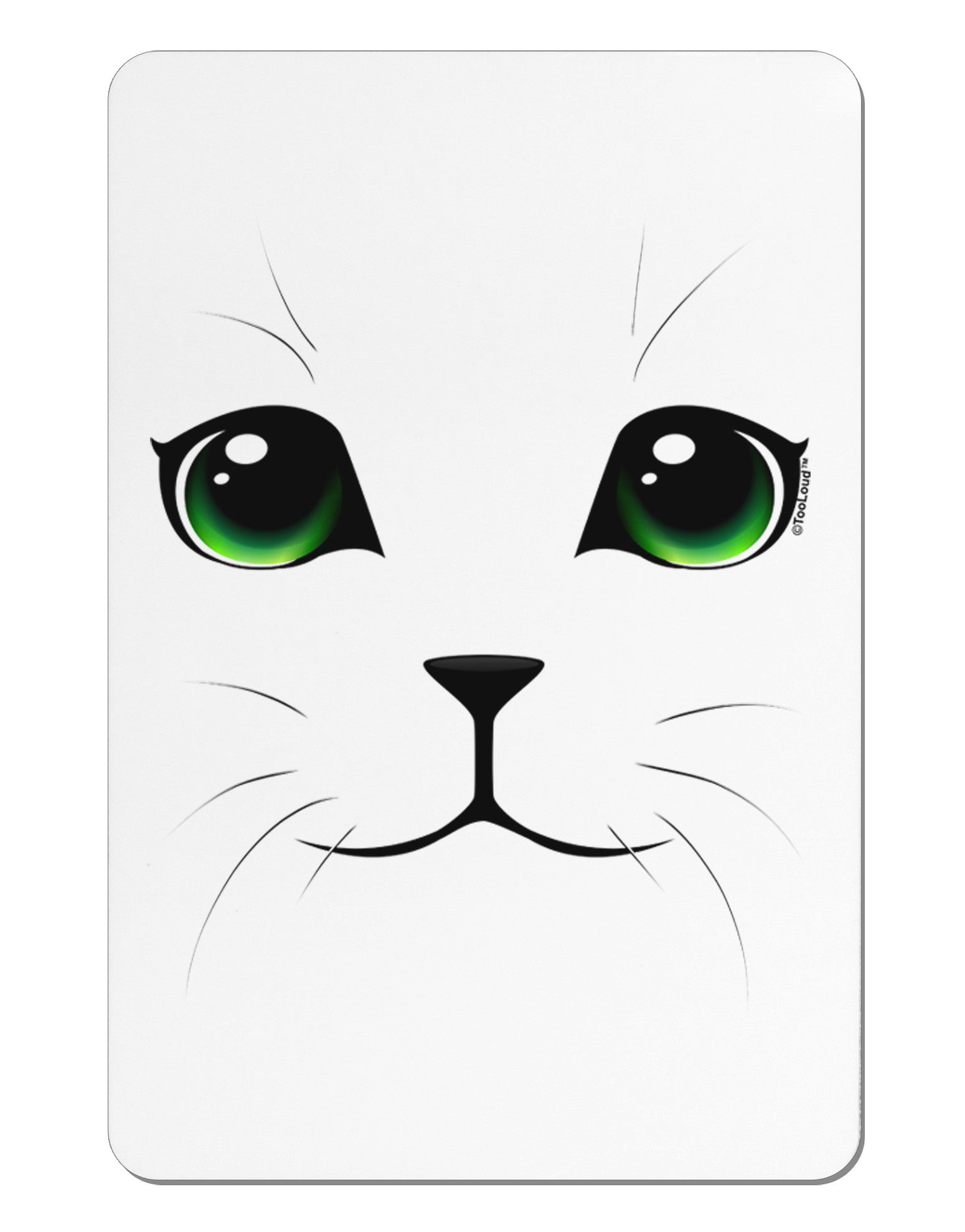 Green-Eyed Cute Cat Face Aluminum Magnet-TooLoud-White-Davson Sales