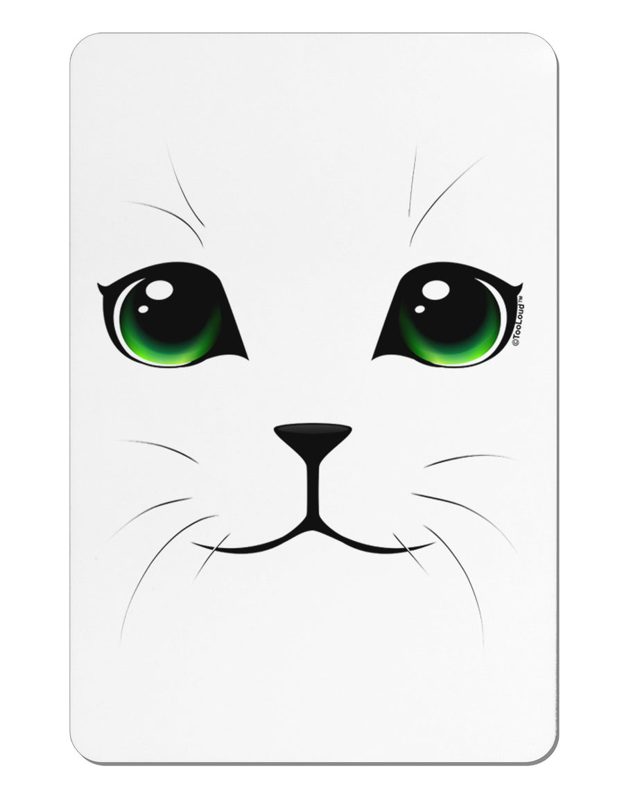 Green-Eyed Cute Cat Face Aluminum Magnet-TooLoud-White-Davson Sales