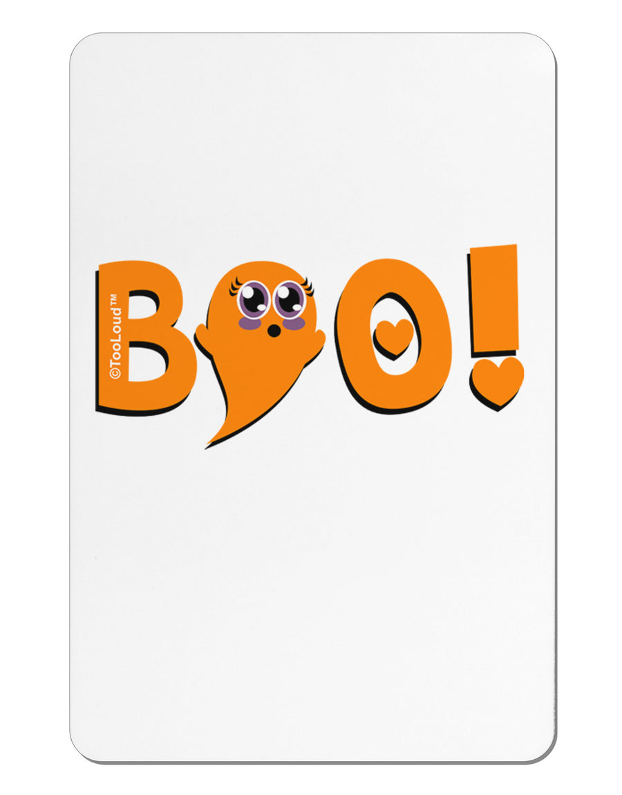 Cute Boo Text Orange Aluminum Magnet-TooLoud-White-Davson Sales