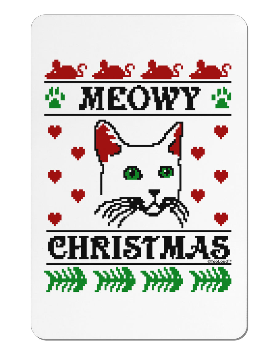 Meowy Christmas Cat Knit Look Aluminum Magnet by TooLoud-TooLoud-White-Davson Sales