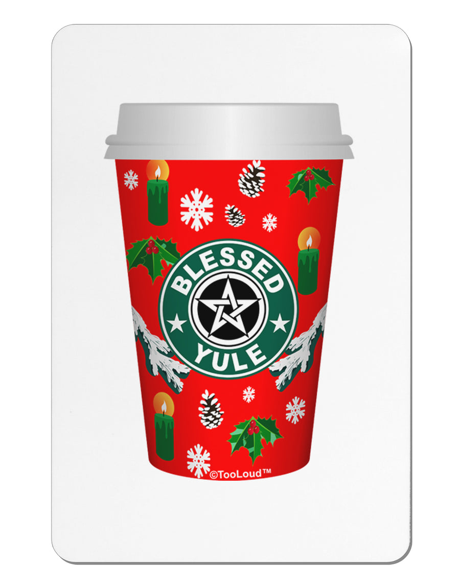 Blessed Yule Red Coffee Cup Aluminum Magnet by TooLoud-TooLoud-White-Davson Sales