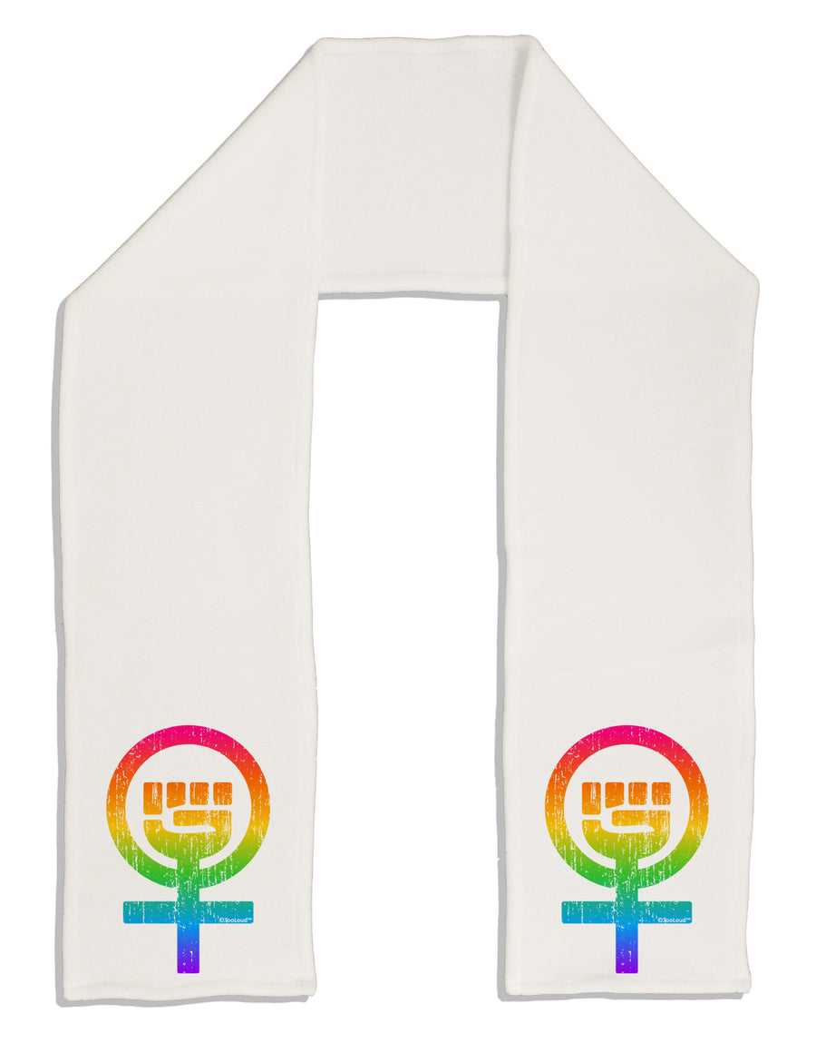 Rainbow Distressed Feminism Symbol Adult Fleece 64&#x22; Scarf-TooLoud-White-One-Size-Adult-Davson Sales