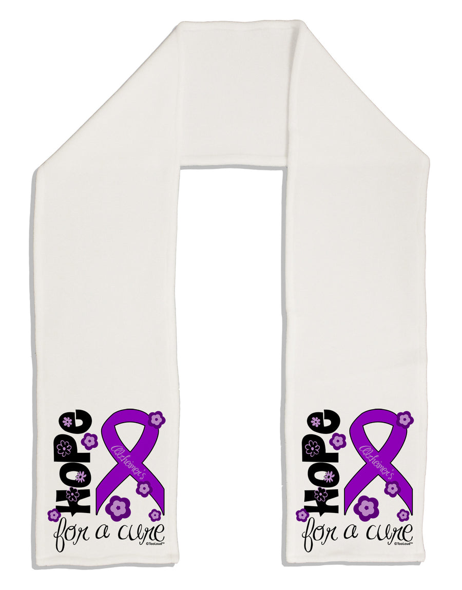 Hope for a Cure - Purple Ribbon Alzheimers Disease - Flowers Adult Fleece 64&#x22; Scarf-TooLoud-White-One-Size-Adult-Davson Sales