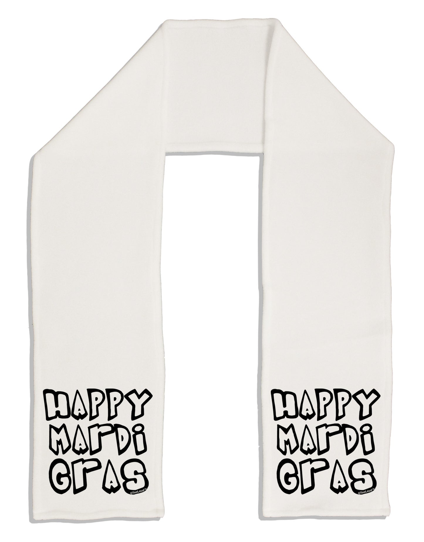 Happy Mardi Gras Text 2 BnW Adult Fleece 64&#x22; Scarf-TooLoud-White-One-Size-Adult-Davson Sales