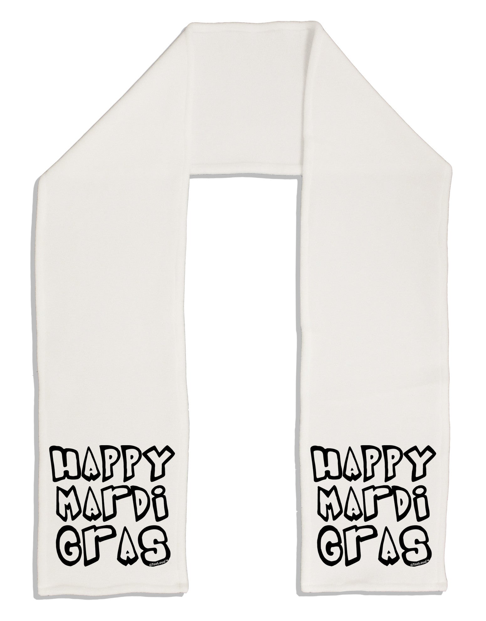 Happy Mardi Gras Text 2 BnW Adult Fleece 64&#x22; Scarf-TooLoud-White-One-Size-Adult-Davson Sales