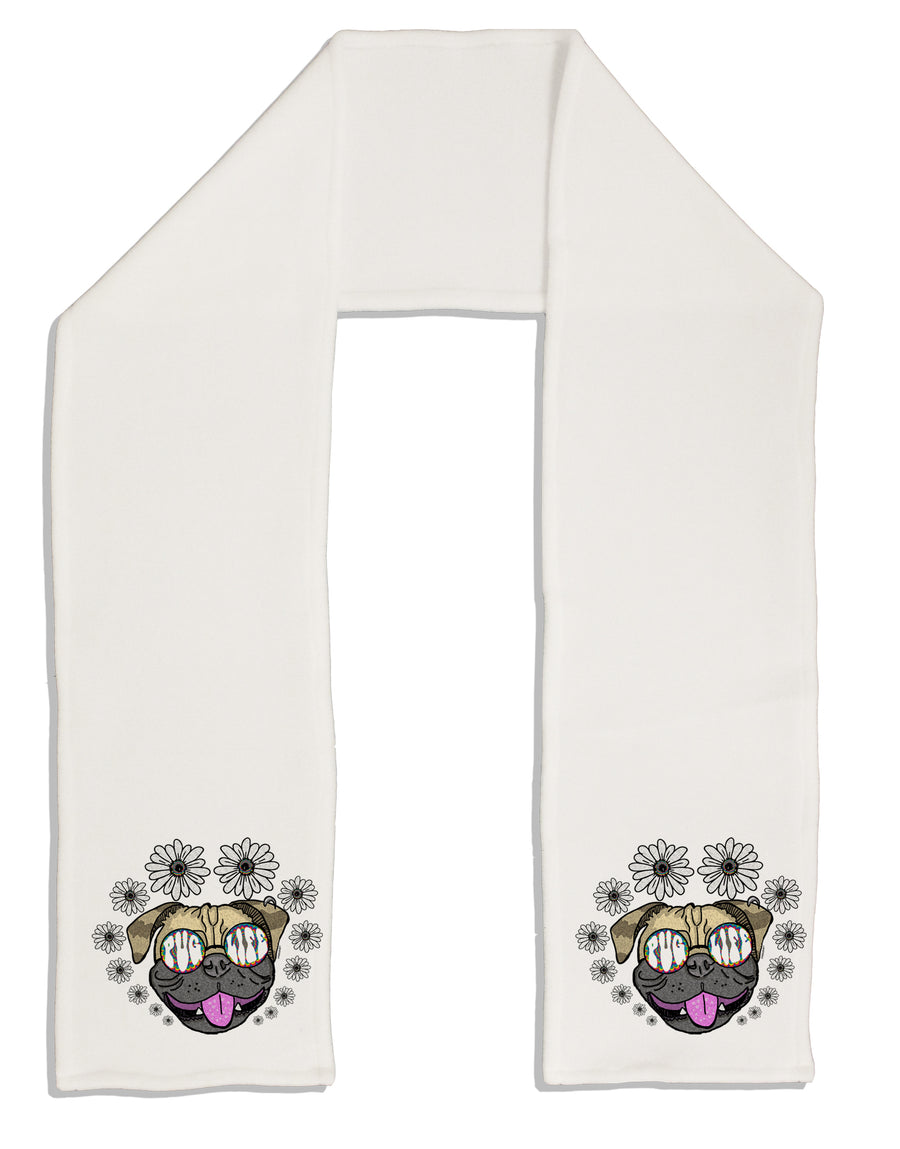 TooLoud Pug Life Hippy Adult Fleece 64 Inch Scarf-Scarves-TooLoud-White-One-Size-Adult-Davson Sales