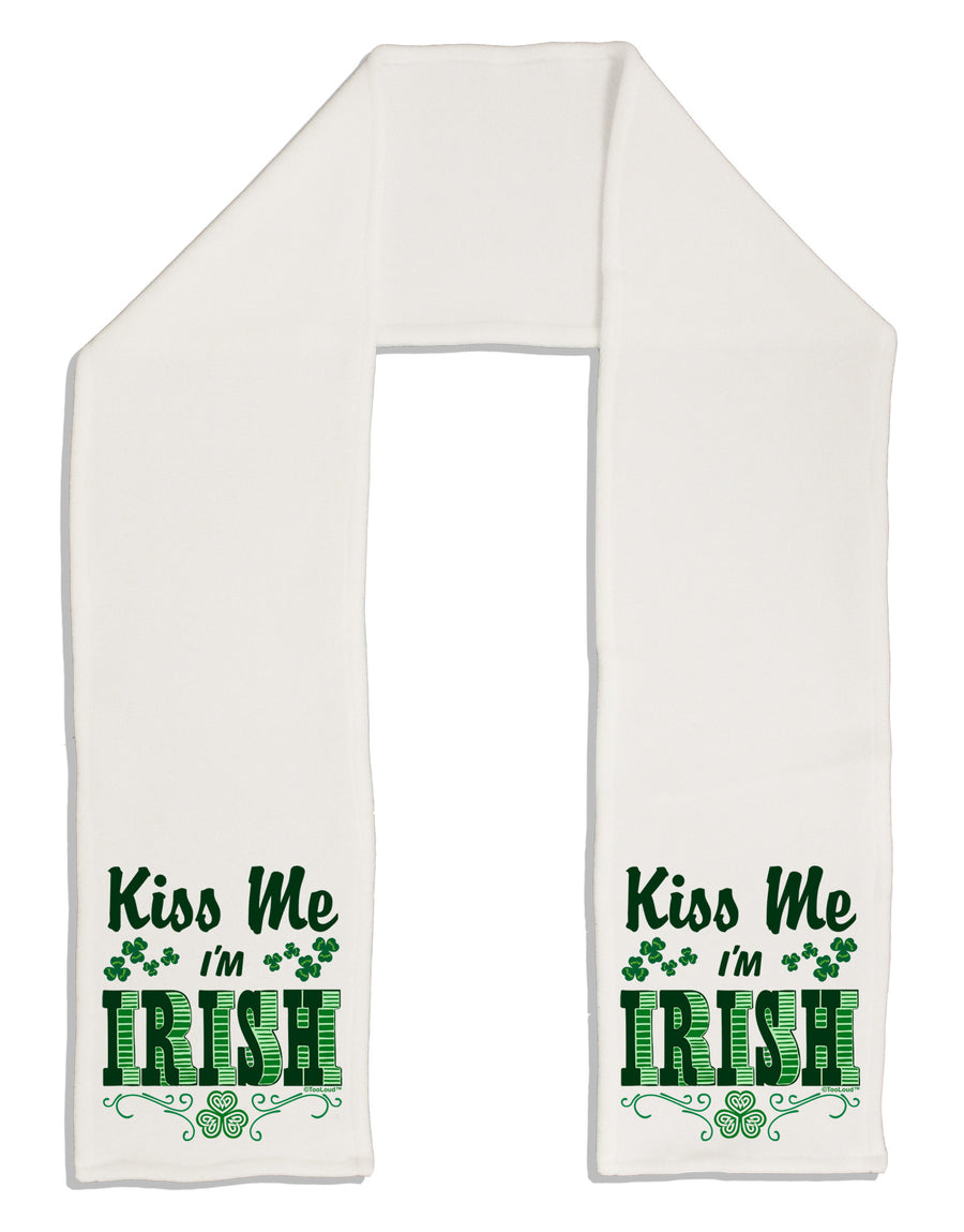 Kiss Me I'm Irish St Patricks Day Adult Fleece 64&#x22; Scarf-TooLoud-White-One-Size-Adult-Davson Sales