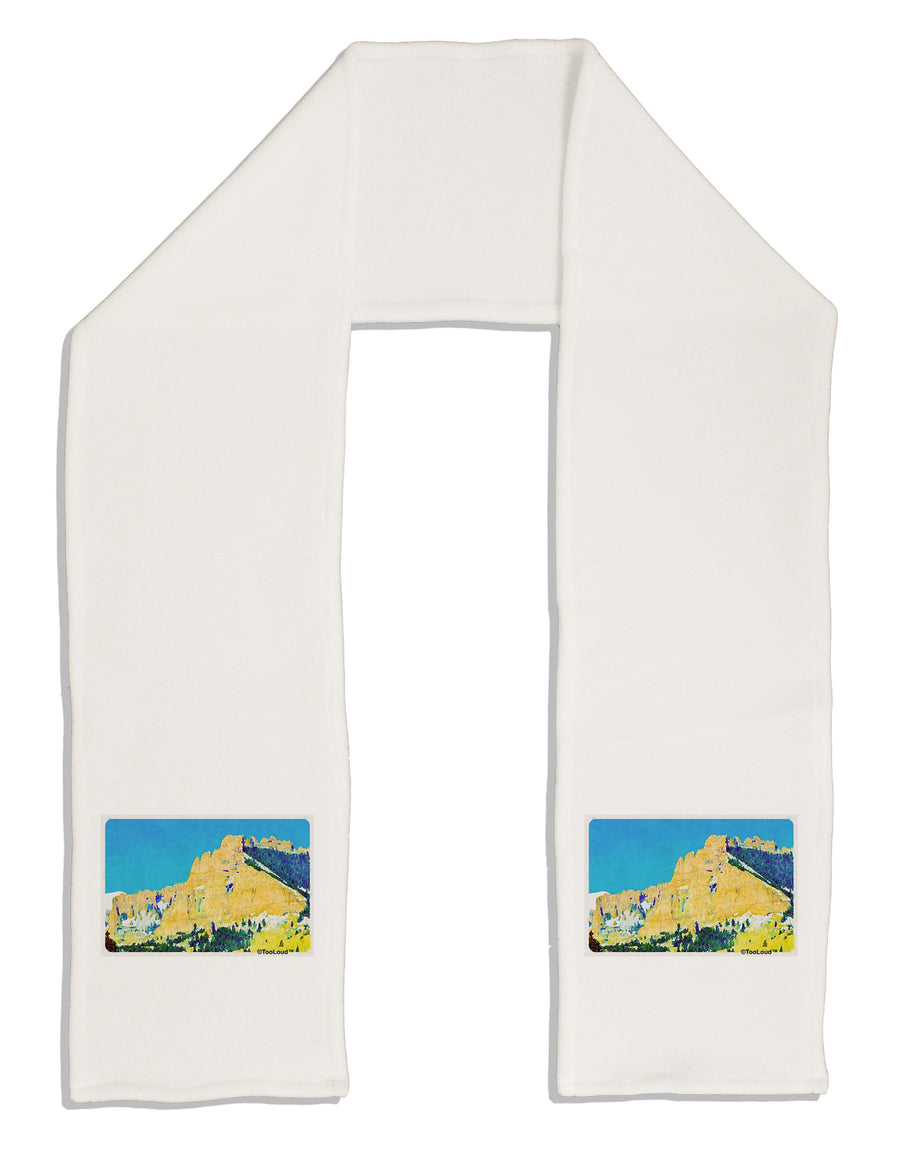 Colorado Snowy Mtns WaterColor Adult Fleece 64&#x22; Scarf-TooLoud-White-One-Size-Adult-Davson Sales