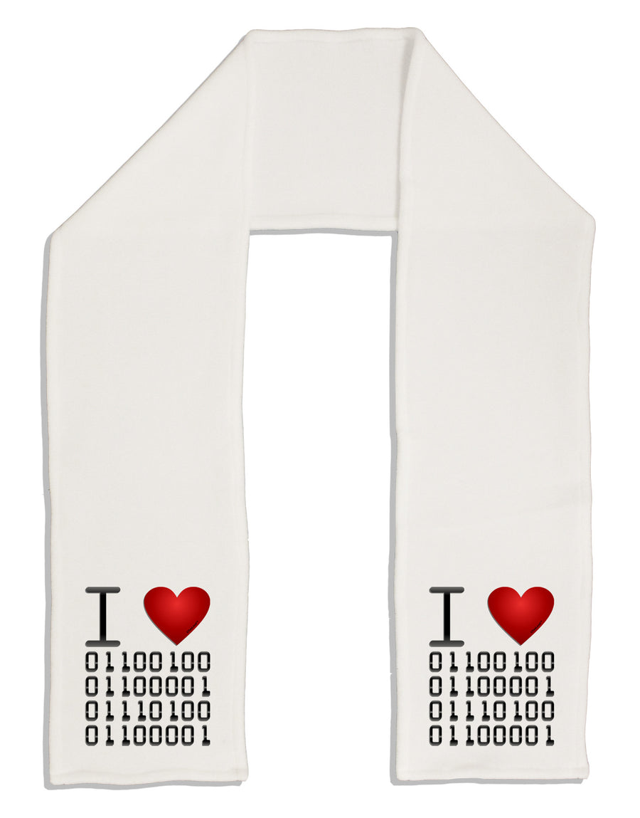 I Heart Binary Data Adult Fleece 64&#x22; Scarf-TooLoud-White-One-Size-Adult-Davson Sales