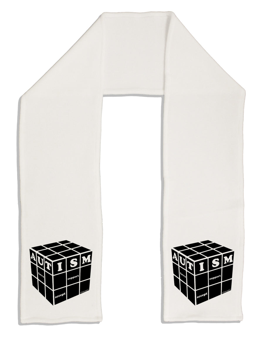 Autism Awareness - Cube B & W Adult Fleece 64" Scarf-TooLoud-White-One-Size-Adult-Davson Sales