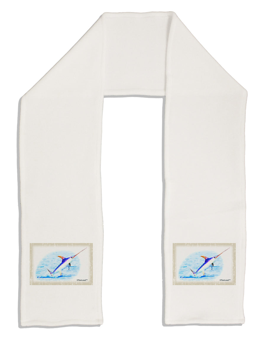 Swordfish Watercolor Adult Fleece 64&#x22; Scarf-TooLoud-White-One-Size-Adult-Davson Sales